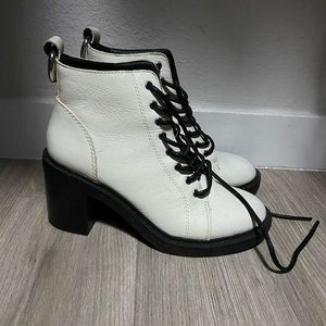 Dolce vita white leather lace up bootie